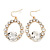 Bridal Clear Glass Open Teardrop Gold Tone Earrings - 4cm Drop - view 7