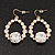 Bridal Clear Glass Open Teardrop Gold Tone Earrings - 4cm Drop - view 2