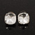 Square Clear Glass Stud Earrings In Gold Finish - 15mm In Diameter - view 2