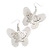 Silver Tone Textured 'Butterfly' Drop Earrings - 5.5cm Length - view 3