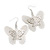 Silver Tone Textured 'Butterfly' Drop Earrings - 5.5cm Length - view 6