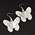Silver Tone Textured 'Butterfly' Drop Earrings - 5.5cm Length - view 4