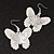 Silver Tone Textured 'Butterfly' Drop Earrings - 5.5cm Length