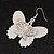 Silver Tone Textured 'Butterfly' Drop Earrings - 5.5cm Length - view 2