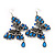 Long Burn Silver Blue Acrylic Bead 'Butterfly' Drop Earrings - 10cm Length