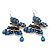 Long Burn Silver Blue Acrylic Bead 'Butterfly' Drop Earrings - 10cm Length - view 6
