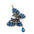 Long Burn Silver Blue Acrylic Bead 'Butterfly' Drop Earrings - 10cm Length - view 2