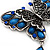Long Burn Silver Blue Acrylic Bead 'Butterfly' Drop Earrings - 10cm Length - view 3