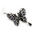 Long Burn Silver Blue Acrylic Bead 'Butterfly' Drop Earrings - 10cm Length - view 5