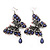 Long Burn Silver Purple Acrylic Bead 'Butterfly' Drop Earrings - 10cm Length