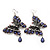 Long Burn Silver Purple Acrylic Bead 'Butterfly' Drop Earrings - 10cm Length - view 6