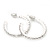 Medium Slim Clear Diamante Hoop Earrings In Silver Plating - 3.5cm Diameter - view 9