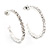 Medium Slim Clear Diamante Hoop Earrings In Silver Plating - 3.5cm Diameter - view 3