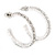 Medium Slim Clear Diamante Hoop Earrings In Silver Plating - 3.5cm Diameter - view 12