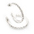 Medium Slim Clear Diamante Hoop Earrings In Silver Plating - 3.5cm Diameter - view 8