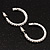 Medium Slim Clear Diamante Hoop Earrings In Silver Plating - 3.5cm Diameter - view 7