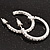 Medium Slim Clear Diamante Hoop Earrings In Silver Plating - 3.5cm Diameter - view 4