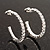 Medium Slim Clear Diamante Hoop Earrings In Silver Plating - 3.5cm Diameter - view 6