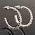 Medium Slim Clear Diamante Hoop Earrings In Silver Plating - 3.5cm Diameter