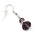 Small Purple Glass Bead Drop Earrings In Silver Plating - 3.5cm Length - view 4