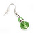 Small Light Green Glass Bead Drop Earrings In Silver Plating - 3.5cm Length - view 3