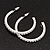 Classic Slim Clear Diamante Hoop Earrings In Silver Plating - 4cm Diameter - view 5