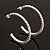 Classic Slim Clear Diamante Hoop Earrings In Silver Plating - 4cm Diameter