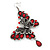Long Burn Silver Red Acrylic Bead 'Butterfly' Drop Earrings - 10cm Length - view 2