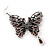 Long Burn Silver Red Acrylic Bead 'Butterfly' Drop Earrings - 10cm Length - view 5