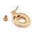 Gold Plated Pink Enamel Diamante 'Circle' Drop Earrings - 2.5cm Length - view 2