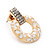 Gold Plated White Enamel Diamante 'Circle' Drop Earrings - 2.5cm Length - view 4