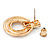 Gold Plated White Enamel Diamante 'Circle' Drop Earrings - 2.5cm Length - view 5