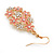 Pink Enamel Clear Crystal Floral Drop Earrings In Gold Plating - 5cm Length - view 4