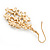 Black Enamel Clear Crystal Floral Drop Earrings In Gold Plating - 5cm Length - view 4