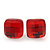 Red Square Glass Stud Earrings In Silver Plating - 10mm Diameter