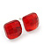 Red Square Glass Stud Earrings In Silver Plating - 10mm Diameter - view 3