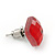 Red Square Glass Stud Earrings In Silver Plating - 10mm Diameter - view 4