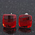 Red Square Glass Stud Earrings In Silver Plating - 10mm Diameter - view 2