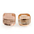 Light Peach Square Glass Stud Earrings In Silver Plating - 10mm Diameter - view 2