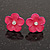 Children's Deep Pink 'Daisy' Stud Earrings With Clear Crystal - 13mm Diameter - view 1