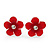 Children's  Red 'Daisy' Stud Earrings With Clear Crystal - 13mm Diameter - view 4