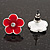 Children's  Red 'Daisy' Stud Earrings With Clear Crystal - 13mm Diameter - view 2