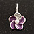 Small Purple Enamel Diamante 'Flower' Drop Earrings In Silver Finish - 2.5cm Length - view 3