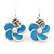 Small Light Blue Enamel Diamante 'Flower' Drop Earrings In Silver Finish - 2.5cm Length - view 3