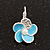 Small Light Blue Enamel Diamante 'Flower' Drop Earrings In Silver Finish - 2.5cm Length - view 2