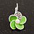 Small Lime Green Enamel Diamante 'Flower' Drop Earrings In Silver Finish - 2.5cm Length - view 2