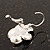 Small Lime Green Enamel Diamante 'Flower' Drop Earrings In Silver Finish - 2.5cm Length - view 4