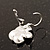 Small Black Enamel Diamante 'Flower' Drop Earrings In Silver Finish - 2.5cm Length - view 3