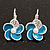 Small Blue Enamel Diamante 'Flower' Drop Earrings In Silver Finish - 2.5cm Length - view 5
