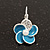 Small Blue Enamel Diamante 'Flower' Drop Earrings In Silver Finish - 2.5cm Length - view 6
